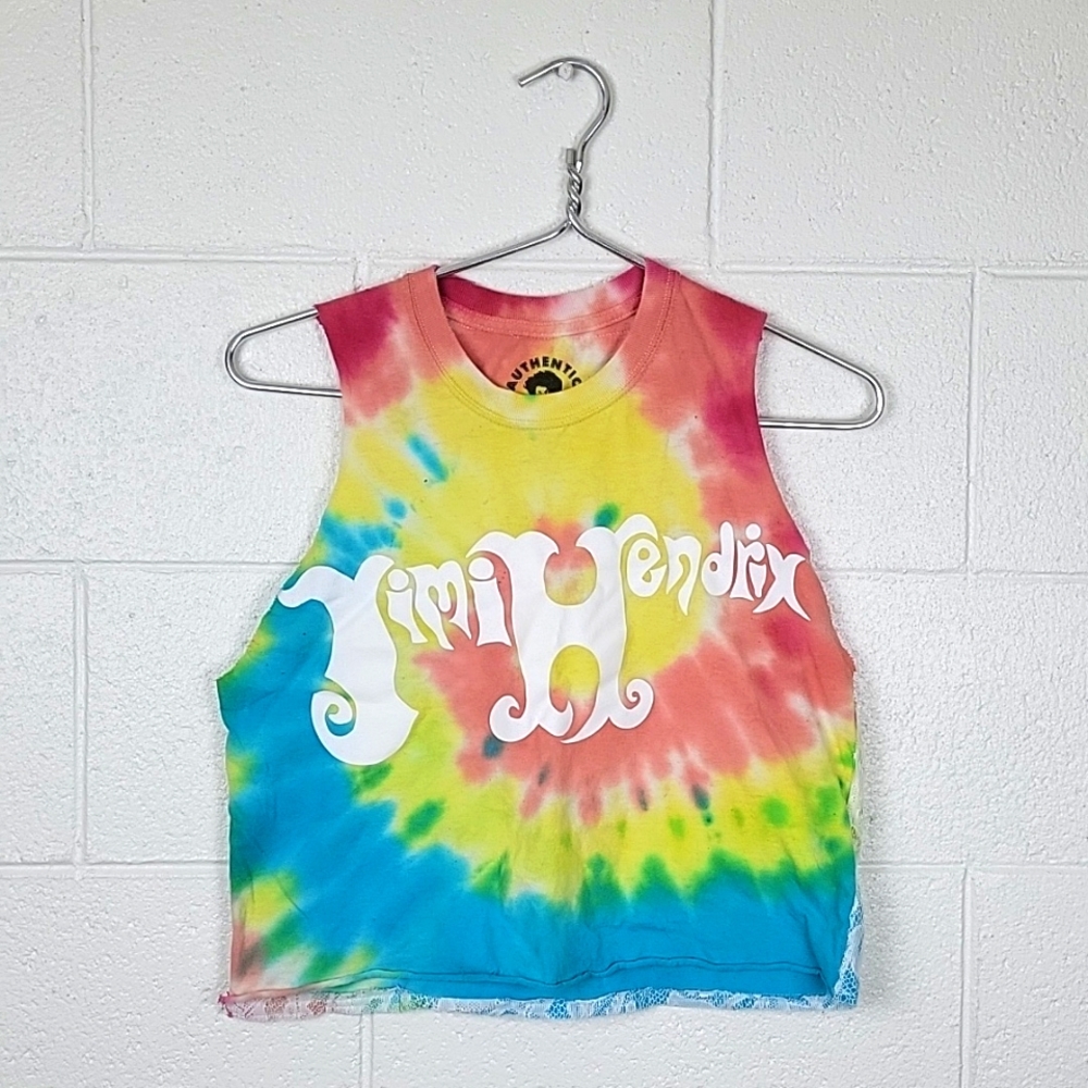 Upcycled Jimi Hendrix Tie Dye Crop Top
